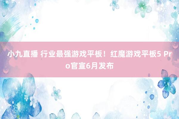 小九直播 行业最强游戏平板！红魔游戏平板5 Pro官宣6月发布