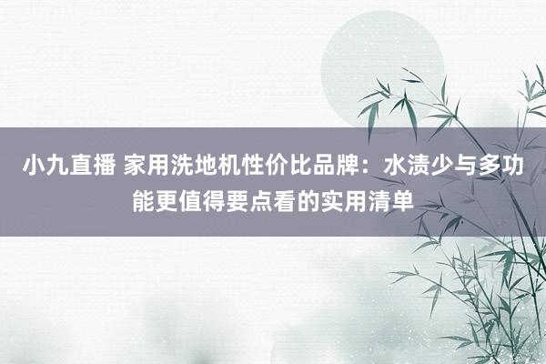 小九直播 家用洗地机性价比品牌：水渍少与多功能更值得要点看的实用清单