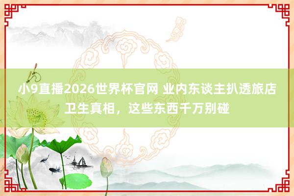 小9直播2026世界杯官网 业内东谈主扒透旅店卫生真相，这些东西千万别碰