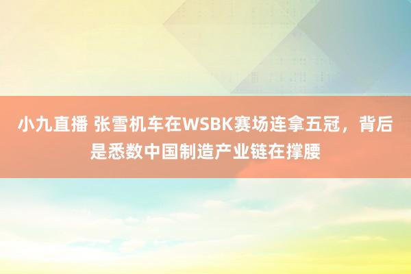 小九直播 张雪机车在WSBK赛场连拿五冠，背后是悉数中国制造产业链在撑腰