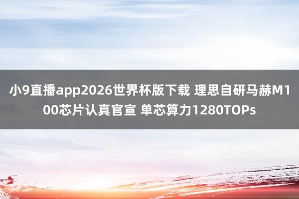 小9直播app2026世界杯版下载 理思自研马赫M100芯片认真官宣 单芯算力1280TOPs
