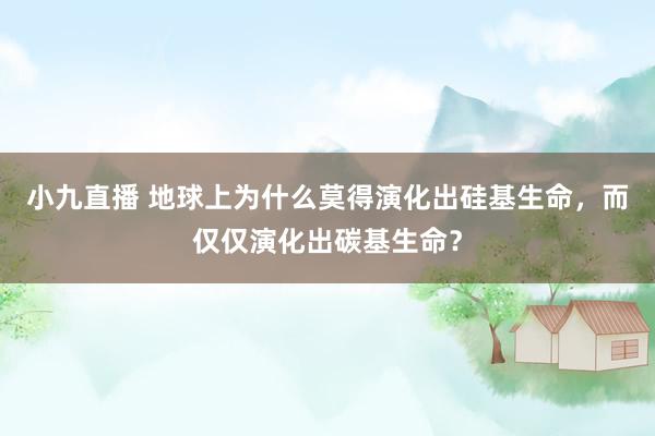 小九直播 地球上为什么莫得演化出硅基生命，而仅仅演化出碳基生命？