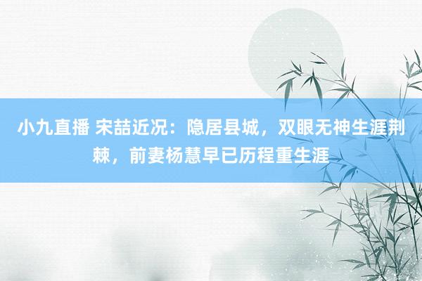 小九直播 宋喆近况：隐居县城，双眼无神生涯荆棘，前妻杨慧早已历程重生涯