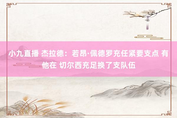 小九直播 杰拉德：若昂·佩德罗充任紧要支点 有他在 切尔西充足换了支队伍