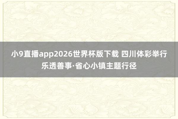 小9直播app2026世界杯版下载 四川体彩举行乐透善事·省心小镇主题行径