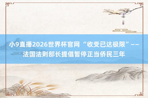 小9直播2026世界杯官网 “收受已达极限”——法国法则部长提倡暂停正当侨民三年