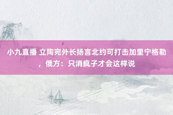 小九直播 立陶宛外长扬言北约可打击加里宁格勒，俄方：只消疯子才会这样说