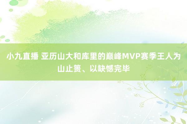 小九直播 亚历山大和库里的巅峰MVP赛季王人为山止篑、以缺憾完毕