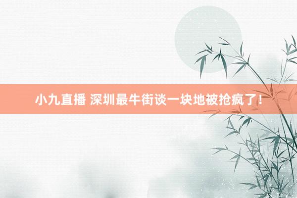 小九直播 深圳最牛街谈一块地被抢疯了！