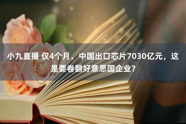 小九直播 仅4个月，中国出口芯片7030亿元，这是要卷翻好意思国企业？