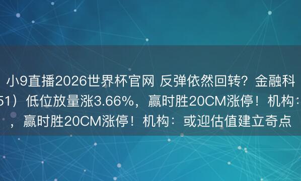 小9直播2026世界杯官网 反弹依然回转?金融科技ETF华宝(159851)低位放量涨3.66%,赢时胜20CM涨停!机构:或迎估值建立奇点