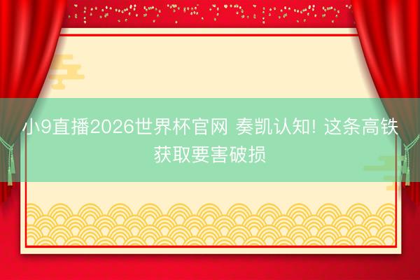 小9直播2026世界杯官网 奏凯认知! 这条高铁获取要害破损