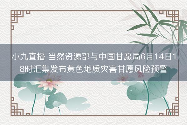 小九直播 当然资源部与中国甘愿局6月14日18时汇集发布黄色地质灾害甘愿风险预警