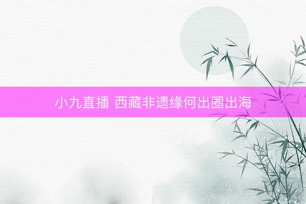 小九直播 西藏非遗缘何出圈出海