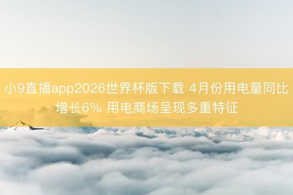 小9直播app2026世界杯版下载 4月份用电量同比增长6% 用电商场呈现多重特征