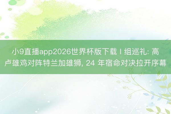 小9直播app2026世界杯版下载 I 组巡礼: 高卢雄鸡对阵特兰加雄狮， 24 年宿命对决拉开序幕